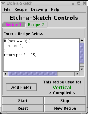 Etch-a-sketch control panel